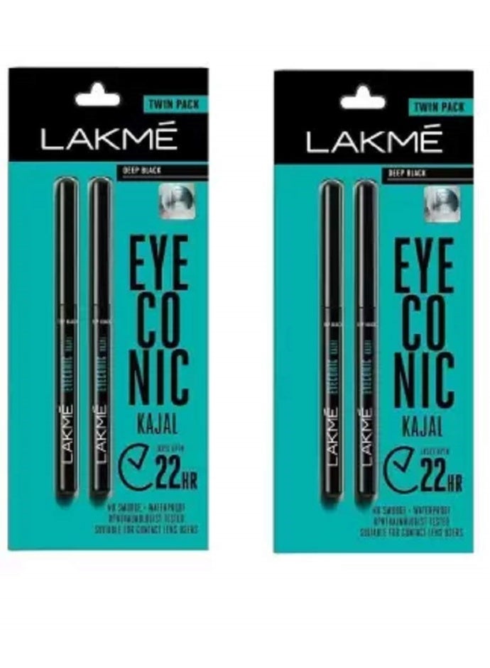 LAKME LAKMÉ Eyeconic Kajal Twin Pack (Deep Black, Matte Finish, 1.4 G Pencil, Multicolor - Image 1